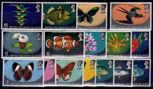 BRITISH SOLOMON ISLANDS 1972 DEFIN SET OF 16 FINE MOUNTED MINT. SG 219-233a. CAT 42 POUNDS.