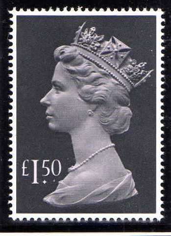 GREAT BRITAIN 1977 1,50 POUNDS DEFIN UNMOUNTED MINT. SG 1026e. CAT 6 POUNDS,