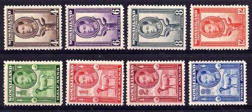 SOMALILAND PROTECTORATE 1938 DEFIN PART SET OF 8. 1/2a - 12a L.M.M. SG 93-100. CAT 54 POUNDS.