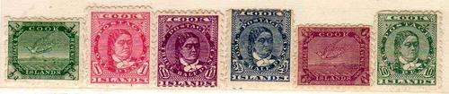 COOK ISLANDS 1893 DEFIN 6 STAMPS MOUNTED MINT. CAT 54 POUNDS.