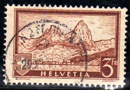 SWITZERLAND 1931 "THE MYTHEN" 3F VERY FINE USED. SG 335. CAT 7,25 POUNDS.