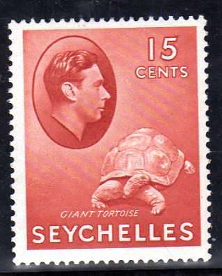 SEYCHELLES 1938 DEFINITIVE 15c BROWN CARMINE, CHALKY PAPER L.M.M. SG 139a. CAT 21 POUNDS.