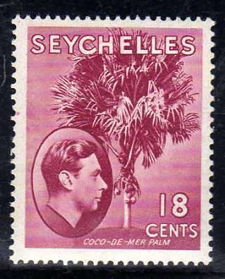 SEYCHELLES 1938 DEFINITIVE 18c CARMINE LAKE, CHALKY PAPER L.M.M. SG 139c. CAT 10 POUNDS.