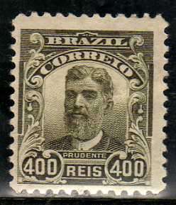 BRAZIL 1906 400r OLIVE MOUNTED MINT. SG 268. CAT 35 POUNDS.