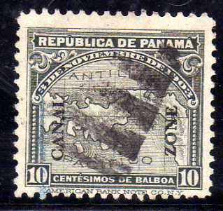 CANAL ZONE 1914 10c GREY. FINE USED. SG 54. CAT 13,50 POUNDS.
