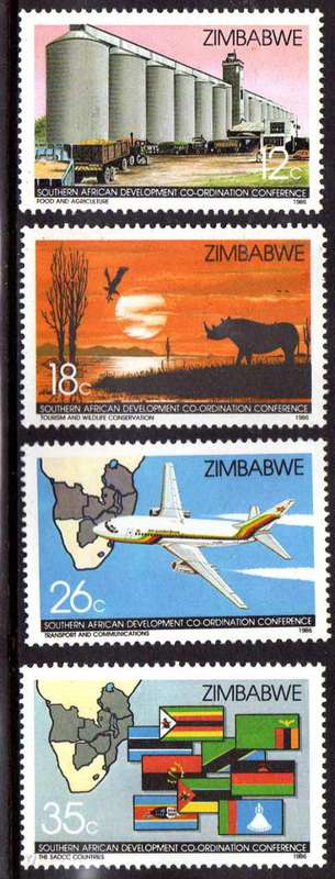 ZIMBABWE 1986 "6th ANNIV SA DEVELOPMENT CONF" SET OF 4 UMM. SG 690-693. CAT 8,80 POUNDS.