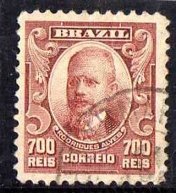 BRAZIL 1906 DEFIN 700R BROWN VERY FINE USED. SG 273. CAT 3,50 POUNDS.