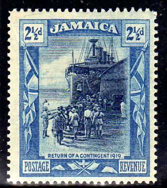 JAMAICA 1919-21 DEFIN 2,5d DEEP BLUE AND BLUE (A) L.M.M. SG 82. CAT 13 POUNDS.