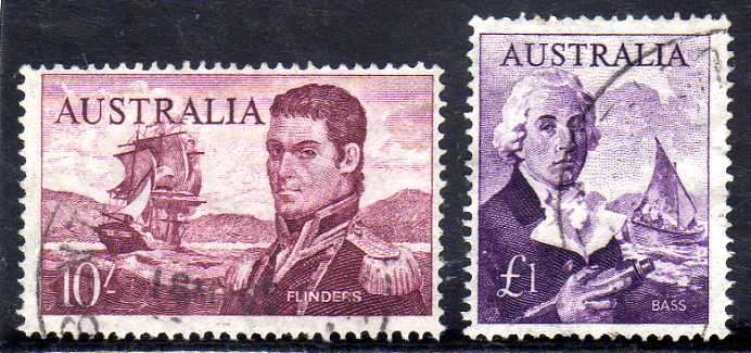 AUSTRALIA 1963 NAVIGATORS 10/- & 1 POUND V.F.USED. SG 358-9. CAT 21 POUNDS.