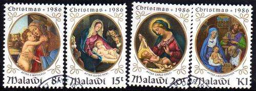 MALAWI 1986 CHRISTMAS. SET OF 4 VERY FINE USED. SG 755-58. CAT 9,60 POUNDS.