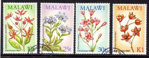 MALAWI 1987 WILD FLOWERS SET OF 4 VERY FINE USED. SG 776-79. CAT 9,50 POUNDS.