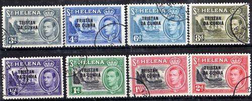TRISTAN DA CUNHA 1952 DEFIN PART SET OF 8 1/2d - 8d V.F.USED. SG 1-8. CAT 22,50 POUNDS.