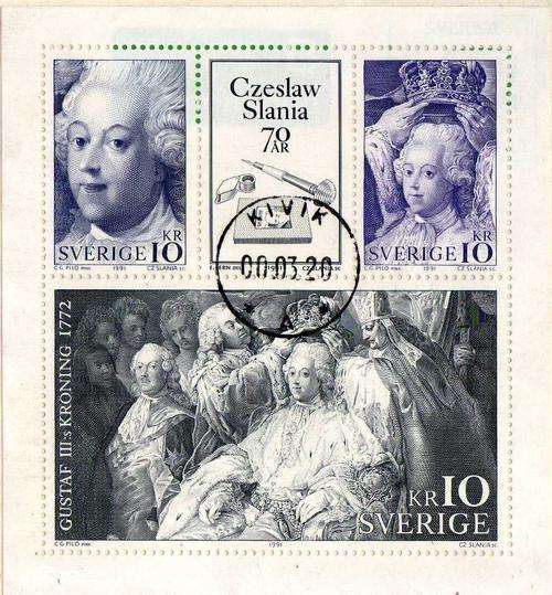 SWEDEN 1997 "70th BIRTHDAY OF CZESLAW SLANIA" BOOKLET PANE VFU. SG 1602-4. CAT 8,25 POUNDS.