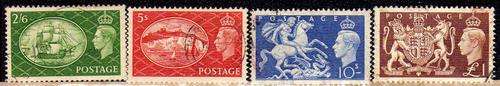 GREAT BRITAIN 1951 HIGH VALUE DEFIN SET OF 4 VERY FINE USED. SG 509-12. CAT 25 POUNDS.