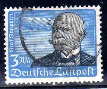 GERMANY (WEST) 1934 "AIR" 3m GREY & BLUE FINE USED. SG 536. CAT 60 POUNDS.
