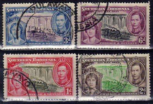 SOUTHERN RHODESIA 1937 CORONATION SET OF 4 VERY FINE USED. SACC 38-41. CAT R250. (SACC 2015)