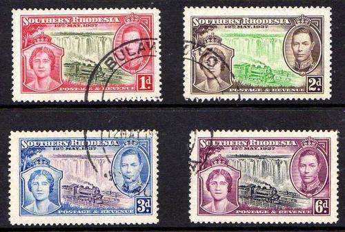 SOUTHERN RHODESIA 1937 CORONATION SET OF 4 V.F.U. SACC 38-41. CAT R250. (SACC 2015)