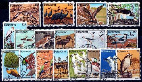 BOTSWANA 1982 BIRD DEFIN SET OF 18 V.F.USED. SG 515-32. CAT 50 POUNDS.