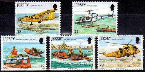 JERSEY 2005 "RESCUE CRAFT" SET OF 5 U.M.M. SG 1185-89. CAT 5,30 POUNDS.