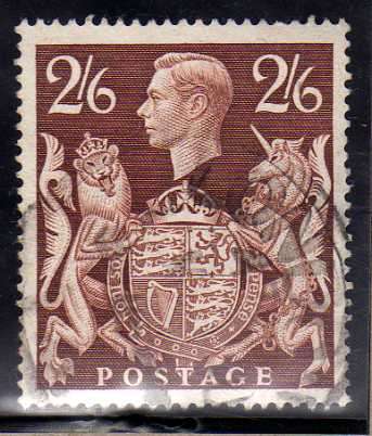 GREAT BRITAIN 1939 2/6d BROWN FINE USED. SG 476. CAT 8 POUNDS.