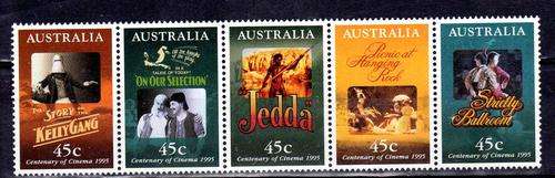 AUSTRALIA 1995 "CINEMA CENTENARY" STRIP OF 5 U.M.M. SG 1530-34. CAT 5,50 POUNDS.