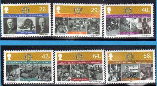 ISLE OF MAN 2005 "ROTARY CENTENARY" SET OF 6 UNMOUNTED MINT. SG 1231-36. CAT 5,45 POUNDS.
