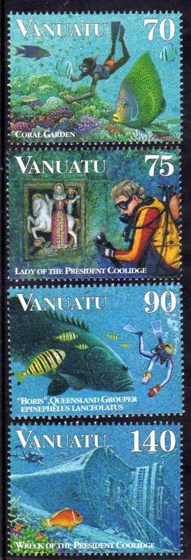 VANUATU 1997 "DIVING" SET OF 4 UNMOUNTED MINT SG 740-3. CAT 5,35 POUNDS.