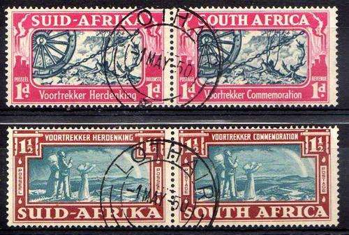 SOUTH AFRICA 1938 VOORTREKKER COMM SET OF 2 PAIRS V.F.USED. SACC 79-80. CAT R60.