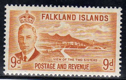 FALKLAND ISLANDS 1952 9d DEFIN U.M.M. SG 179. CAT 9 POUNDS.