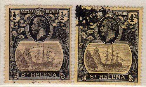 ST. HELENA 1922 DEFIN 1/2d + 4d VERY FINE USED. SG 92 + 97. CAT 10 POUNDS.