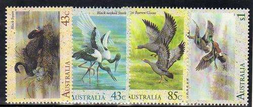 AUSTRALIA 1991 "WATERBIRDS" SET OF 4 U.M.M. SG 1279-82. CAT 6 POUNDS.