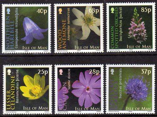 ISLE OF MAN 2004 "WILD FLOWERS" SET OF 6 U.M.M. SG 1140-1145. CAT 9,25 POUNDS.