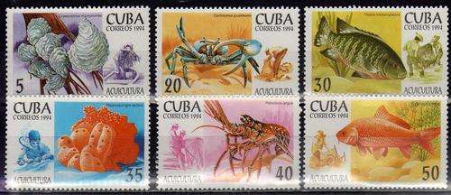 CUBA 1994 "AQUACULTURE" SET OF 6 U.M.M. SG 3894-99. CAT 6 POUNDS.