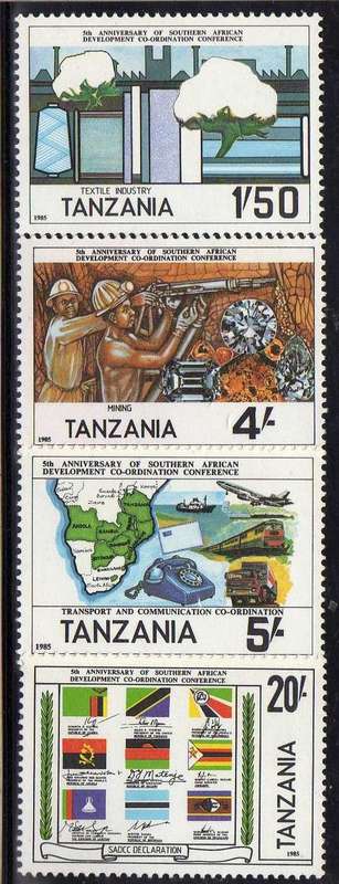 TANZANIA "5th ANNIV SADAC" SET OF 4 U.M.M. SG 415-18. CAT 8 POUNDS.