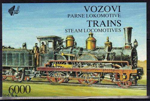 YUGOSLAVIA 1992 STEAM TRAIN BOOKLET SHEET OF 6 U.M.M. SG 2801-6. CAT 19,50 POUNDS.