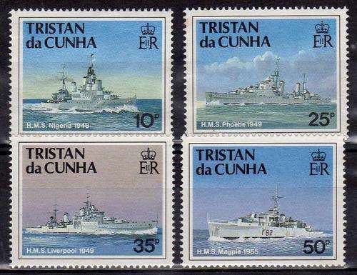 TRISTAN DA CUNHA 1994 ROYAL NAVY SHIPS 3RD SERIES. SG 565-8. CAT 8,75 POUNDS.