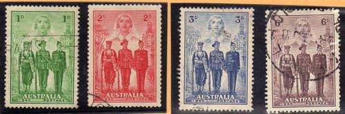 AUSTRALIA 1940 AUSTRALIAN FORCES SET OF 4 VERY FINE USED. SG 196-199. CAT 40 POUNDS.