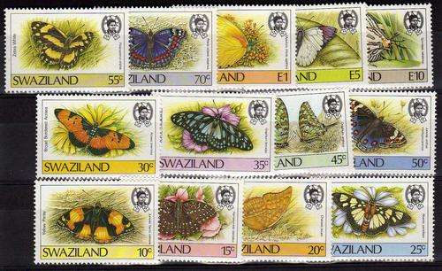 SWAZILAND 1987 BUTTERFLIES DEFIN SET OF 13 U.M.M. SG 516-528. CAT 9,60 POUNDS.