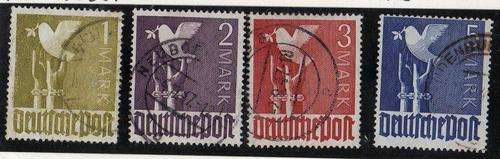 GERMANY 1947 ALLIED OCCUPATION DEFIN 4 HIGH VALUES VERY FINE USED. SG 945-48. CAT 138 POUNDS (2013).