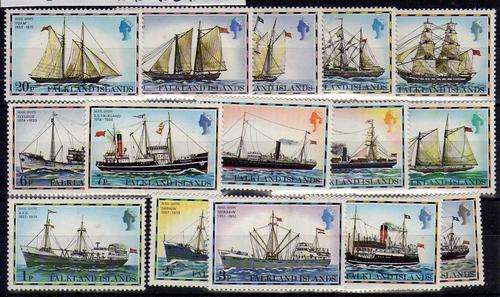FALKLAND ISLANDS 1978 "MAIL SHIPS" SET OF 15 MAINLY U.M.M. SG 331-345. CAT 11,30 POUNDS.