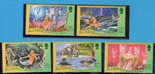 ALDERNEY 2007 "BIRTH CENT HANS CHRISTIAN ANDERSON" SET OF 5 U.M.M. SG A248-52. CAT 7 POUNDS.