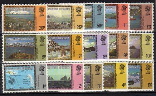 FALKLAND ISLANDS DEPENDENCIES 1980 DEFIN SET OF 15 U.M.M. SG 74A-88A. CAT 9,60 POUNDS.