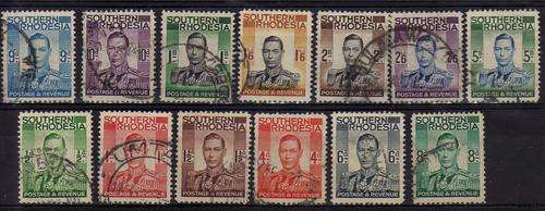 SOUTHERN RHODESIA 1937 DEFIN SET OF 13 FINE USED. SACC 42-54. CAT R425. (SACC 2015)