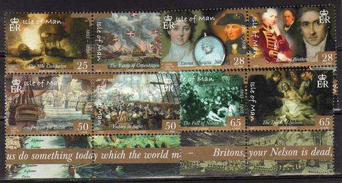 ISLE OF MAN "200TH ANNIV BATTLE OF TRAFALGAR" SET OF 8 U.M.M. SG 1199-1206. CAT 6,70 POUNDS.