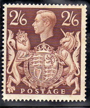 GREAT BRITAIN 1939-48 2/6d BROWN LMM. SG 476. CAT 95 POUNDS.