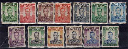 SOUTHERN RHODESIA 1937 DEFIN SET OF 13 L.M.M. SACC 42-54. CAT R1795 AS UMM. (SACC 2015)
