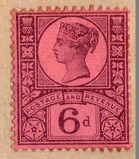 GREAT BRITAIN 1887 6d "JUBILEE" UNUSED (MINT NO GUM) SG 208 (SIMPLIFIED) CAT 40 POUNDS.