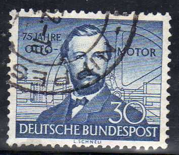 GERMANY WEST 1952 "75TH ANNIV OF OTTO GAS ENGINE" 30PF VFU. SG 1076. CAT 20 POUNDS. (2013)