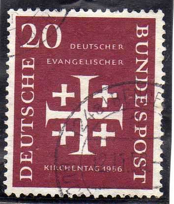 GERMANY WEST 1956 `CHURCH CONVENTION` 20pf VFU. SG 1162. CAT 7 POUNDS. (2013)