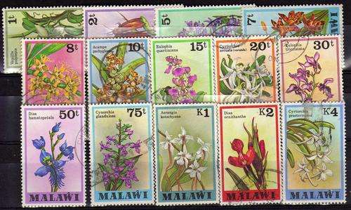 MALAWI 1979 "ORCHIDS" PART SET OF 14 FINE - VERY FINE USED. (NO K1,50)  CAT 18,90 POUNDS.